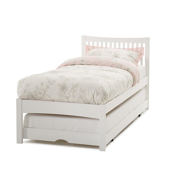 Mya Hevea Wooden Single Bed and Guest Bed In Opal White