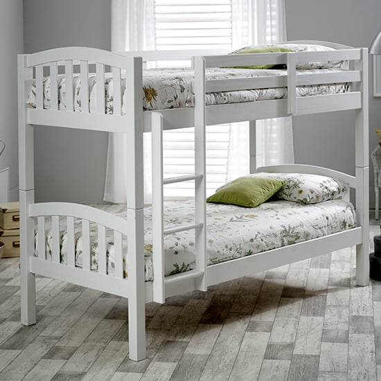 Mya Wooden Single Bunk Bed In White