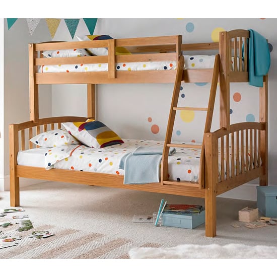 Product photograph of Mainz Solid Pinewood Triple Sleeper Bunk Bed In Pine from Furniture in Fashion