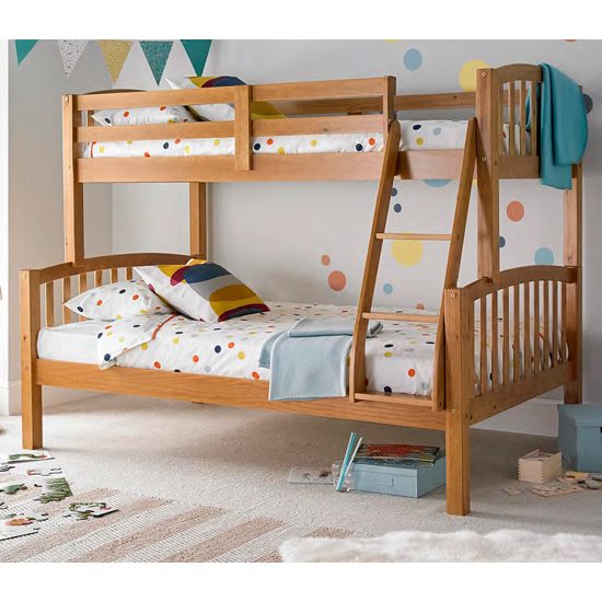 Mainz Solid Pinewood Triple Sleeper Bunk Bed In Pine