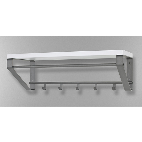 Myers Wooden Wall Hung 5 Hooks Coat Rack In Grey And White_2