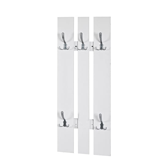 Myers Wooden Wall Hung 5 Hooks Coat Rack In White
