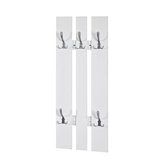 Product photograph of Myers Wooden Wall Hung 5 Hooks Coat Rack In White from Furniture in Fashion