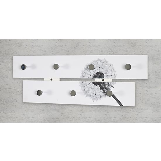 Myers Wooden Wall Hung 7 Hooks Coat Rack In Dandelion Print