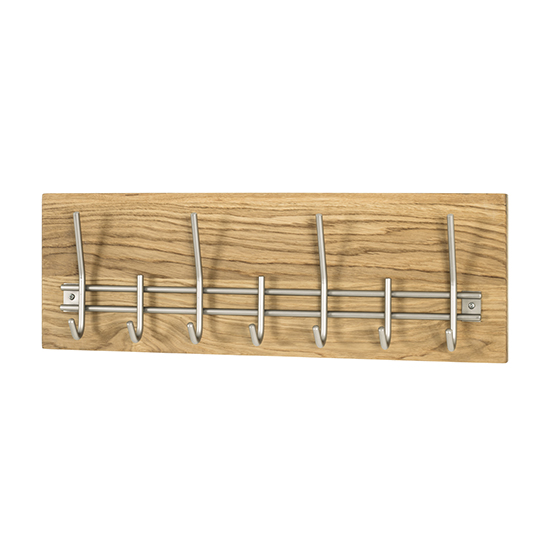 Myers Wooden Wall Hung 7 Hooks Coat Rack In Oiled Oak