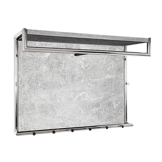 Product photograph of Myers Wall Hung 8 Hooks Coat Rack In Chrome And Concrete Effect from Furniture in Fashion