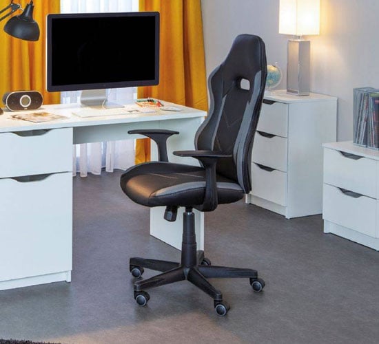 Myhomi Polyester Office Chair In Black And Grey With Arms_3