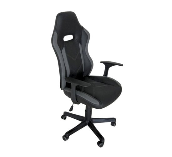 Myhomi Polyester Office Chair In Black And Grey With Arms_1