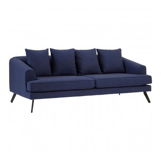 Myla 3 Seater Fabric Sofa In Navy Blue