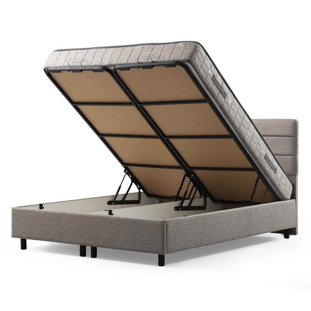 Mylor Fabric Ottoman Storage Small Double bed in Light Grey