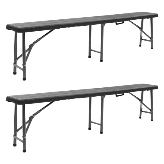 Myra Outdoor Steel Folding 2 Pcs Seating Benches In Black