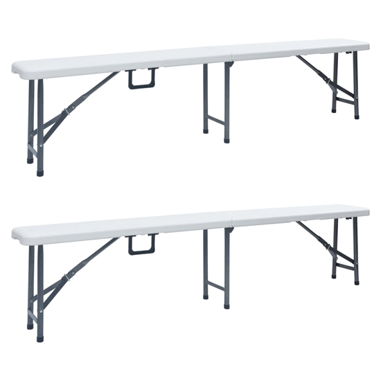 Myra Outdoor Steel Folding 2 Pcs Seating Benches In White_1