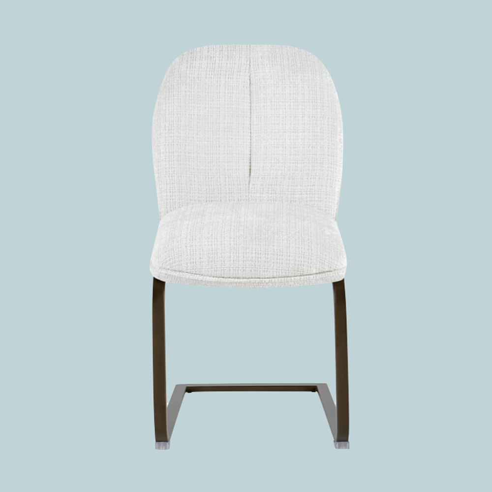 Myrex White Fabric Dining Chairs in Pair