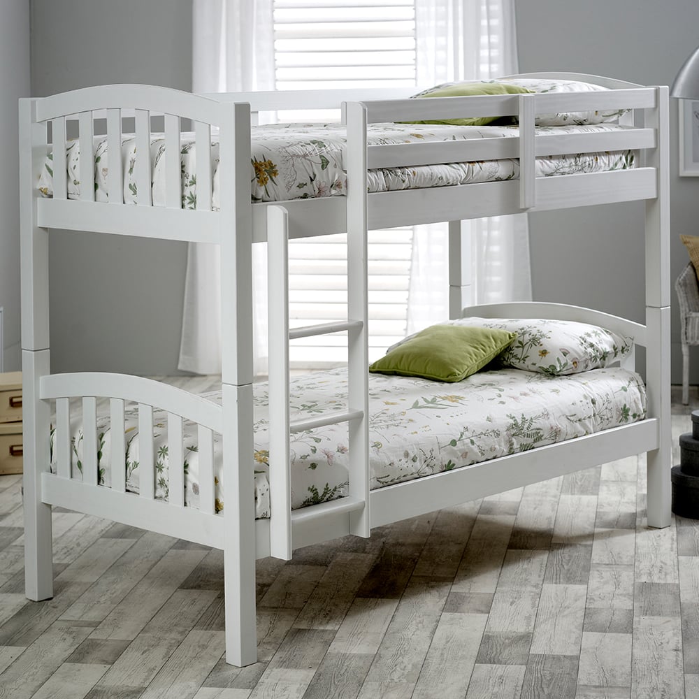 Myrtle Wooden Bunk Bed With Ladder In White