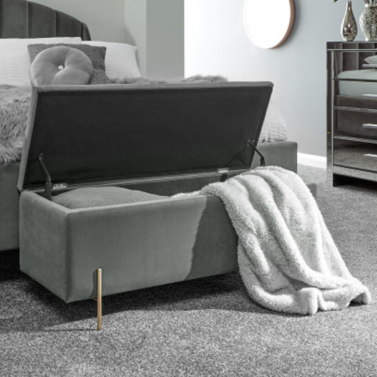 Mullion Fabric Upholstered Ottoman Storage Bench In Grey_2