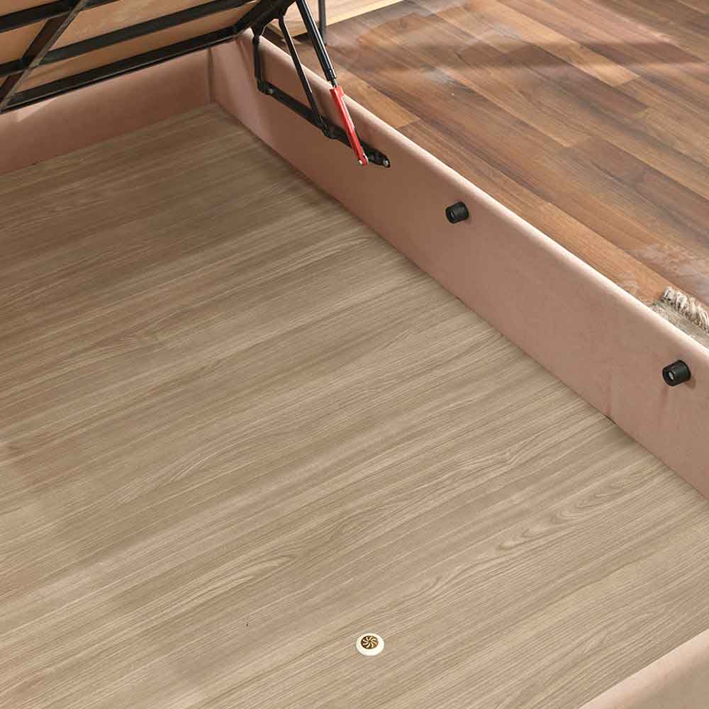 Myzel Fabric Ottoman Storage Double Bed in Light Brown
