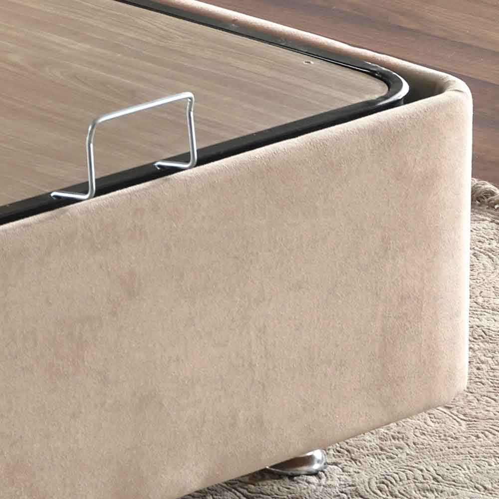 Myzel Fabric Ottoman Storage King Size Bed in Light Brown
