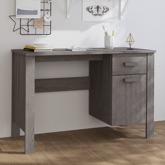 Product photograph of Naaji Pine Wood Laptop Desk With 1 Door 1 Drawer In Light Grey from Furniture in Fashion