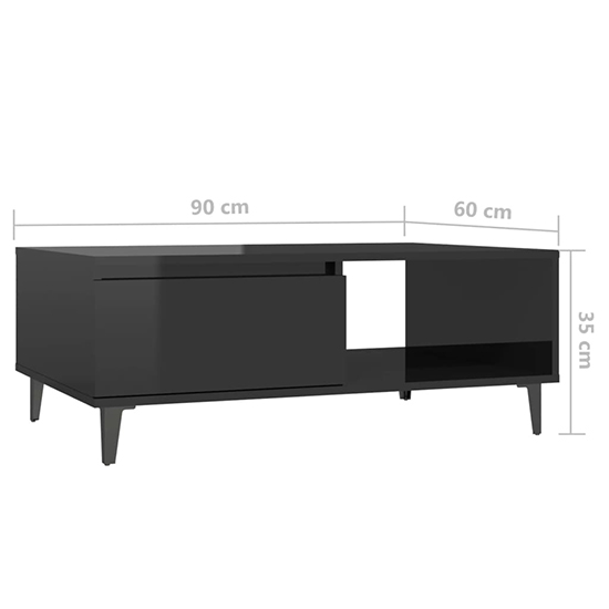 Naava High Gloss Coffee Table With 1 Door In Black_5