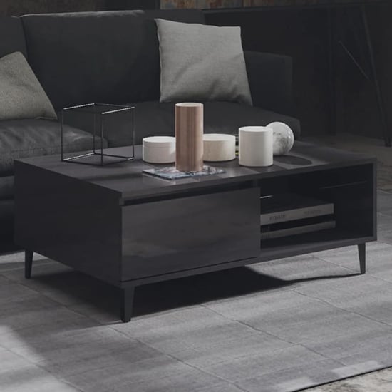 Read more about Naava high gloss coffee table with 1 door in grey