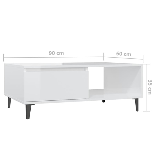 Naava High Gloss Coffee Table With 1 Door In White_5