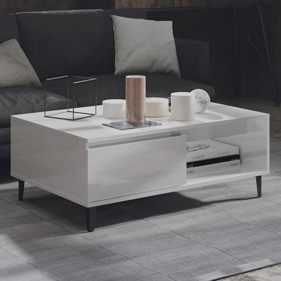 Naava High Gloss Coffee Table With 1 Door In White_1