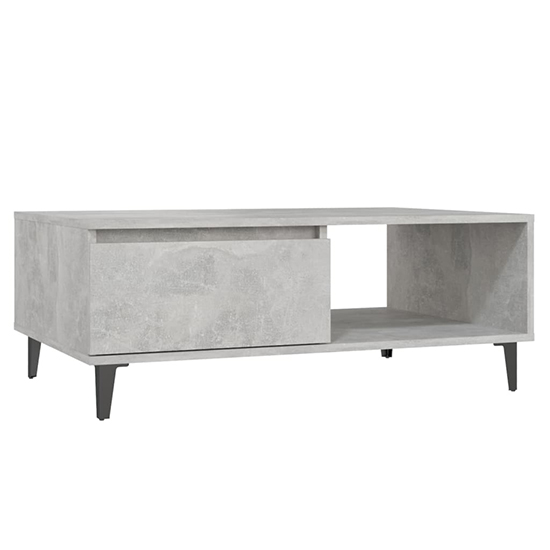 Naava Wooden Coffee Table With 1 Door In Concrete Effect