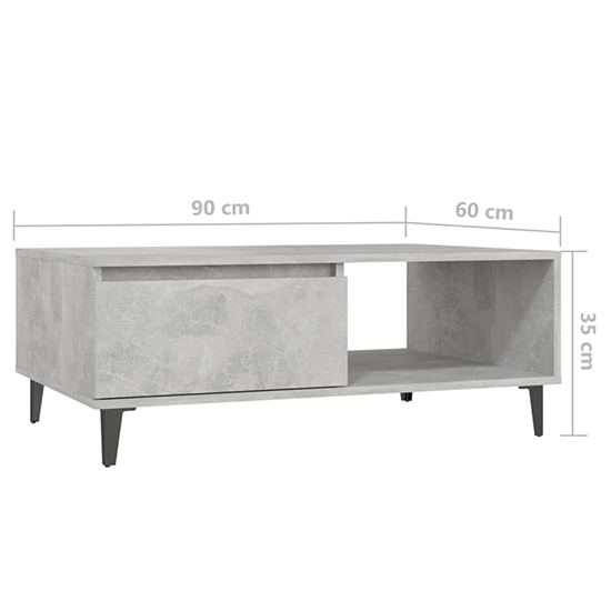 Naava Wooden Coffee Table With 1 Door In Concrete Effect