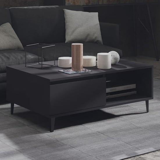 Naava Wooden Coffee Table With 1 Door In Grey