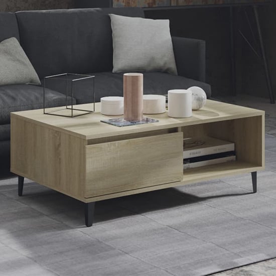 Read more about Naava wooden coffee table with 1 door in sonoma oak