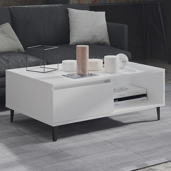 Naava Wooden Coffee Table With 1 Door In White