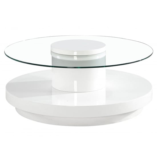 Photo of Nacala clear glass coffee table with white high gloss base