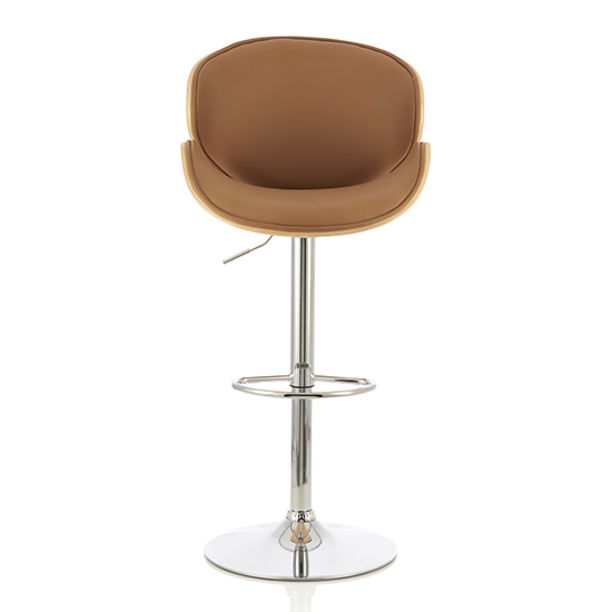 Nacto Beige And Oak Faux Leather Swivel Bar Stools In Pair_2