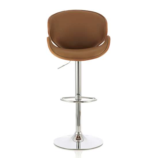 Nacto Beige And Walnut Faux Leather Swivel Bar Stools In Pair_2