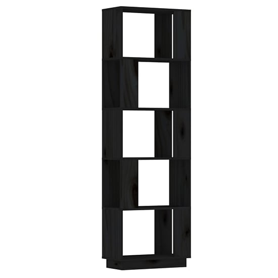 Nadav Solid Pine Wood Bookcase And Room Divider In Black_3