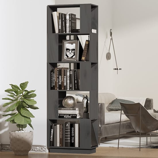 Read more about Nadav solid pine wood bookcase and room divider in grey