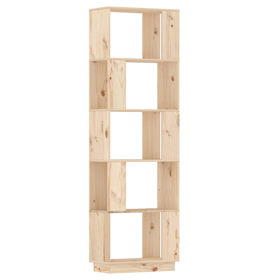 Nadav Solid Pine Wood Bookcase And Room Divider In Natural