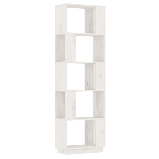 Nadav Solid Pine Wood Bookcase And Room Divider In White