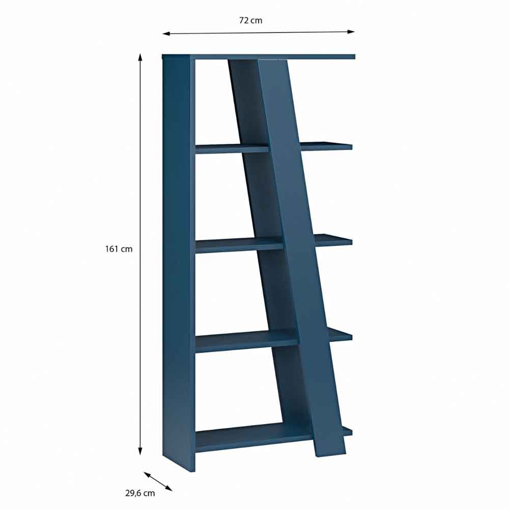Nadia Wooden Shelving Unit with 4 Shelves in Night Blue