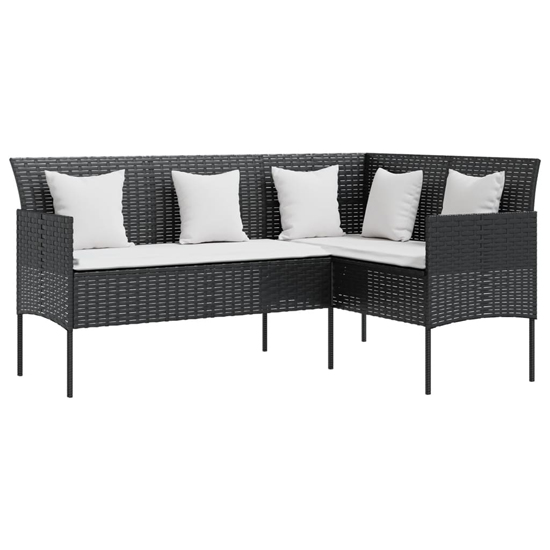 Nadra Rattan 5 Piece L-Shaped Couch Set With Cushions In Black