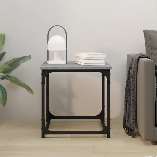 Nadra Wooden Side Table Square In Grey Sonoma Oak