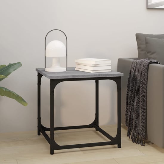 Nadra Wooden Side Table Square In Grey Sonoma Oak