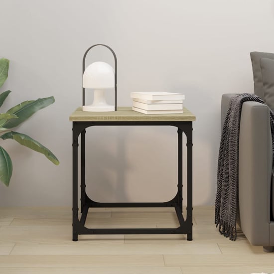 Nadra Wooden Side Table Square In Sonoma Oak
