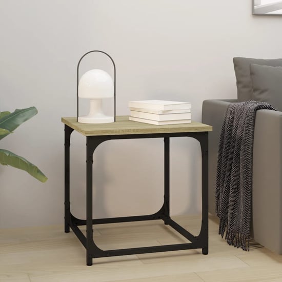 Nadra Wooden Side Table Square In Sonoma Oak