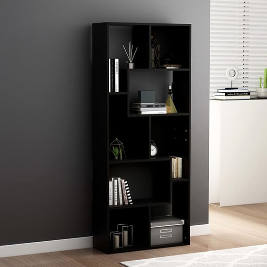 Read more about Nael wooden bookcase and shelving unit in black