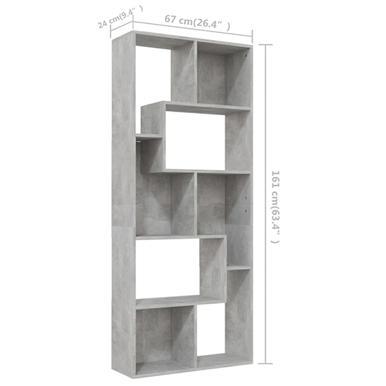 Nael Wooden Bookcase And Shelving Unit In Concrete Effect