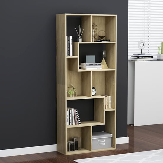 Nael Wooden Bookcase And Shelving Unit In Sonoma Oak