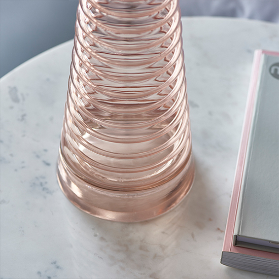 Naia Mocca Velvet Shade Table Lamp In Rose Pink Ribbed Glass_6