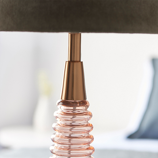 Naia Mocca Velvet Shade Table Lamp In Rose Pink Ribbed Glass_7
