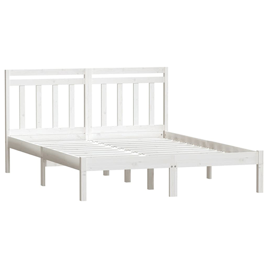 Naida Solid Pinewood Double Bed In White